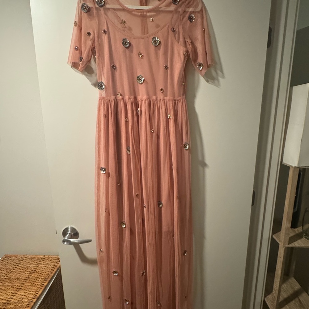 Elegant Pink Embellished Dress
